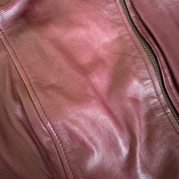Trouve Leather Moto Jacket in wine color size small - Picture 9 of 10